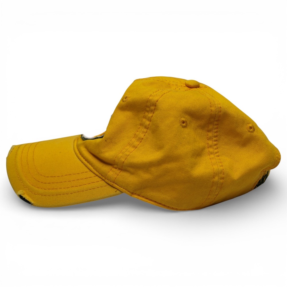 NFL Team Apparel Green Bay Packers Hat Adult OSFM Yellow Distressed Strapback - Picture 2 of 5
